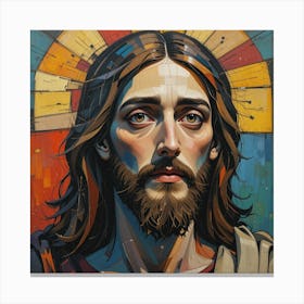 An abstract image using shapes and colors of the face of Jesus Christ Canvas Print