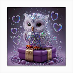 Owl With Hearts Canvas Print