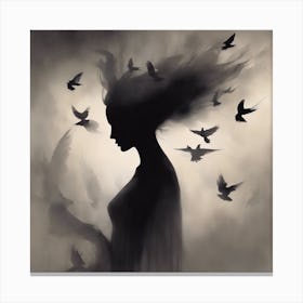 Woman With Birds Canvas Print