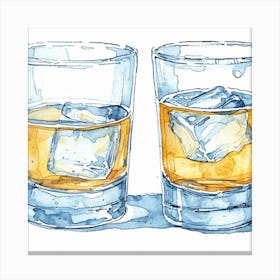 Two Glasses Of Whiskey Canvas Print