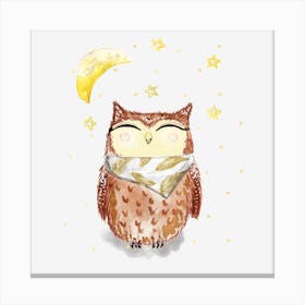 Owl In The Night Sky Canvas Print