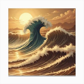 Ocean Wave At Sunset Canvas Print