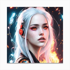 Girl With Headphones Canvas Print