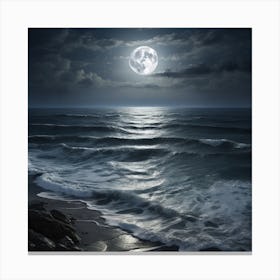 Full Moon Over The Ocean 4 Canvas Print