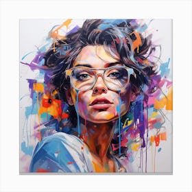 Girl With Glasses Canvas Print