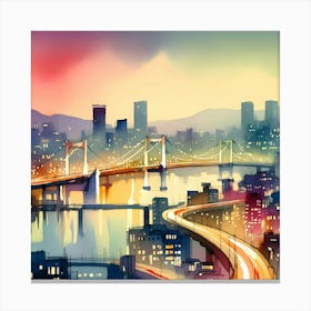 Cityscape At Night Canvas Print