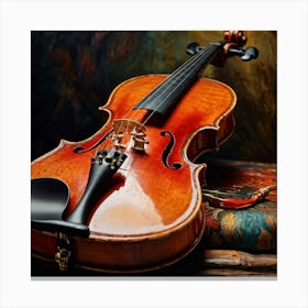 Violin On A Table Canvas Print