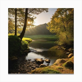 Sunrise Over A Stream Canvas Print