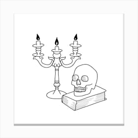 Composition of a Book, a Skull and a Chandelier Canvas Print