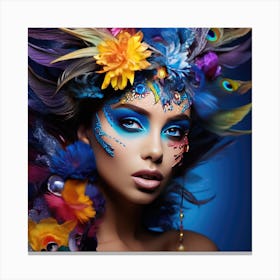 Beautiful Woman With Feathers Canvas Print