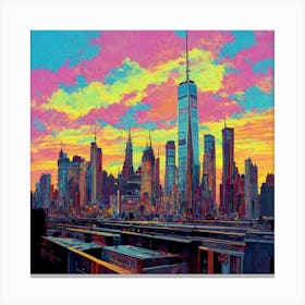 Colors Dripping From The Sky The New York City I Canvas Print