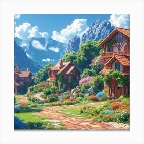 Village In The Mountains 6 Canvas Print