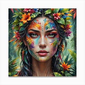 Beautiful Woman In The Jungle Canvas Print