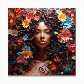 Portrait Of A Woman With Curly Hair 4 Canvas Print