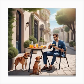 Lunch With My Dogs(1) Canvas Print