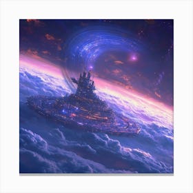 Spaceship In The Sky Art Canvas Print