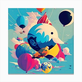 Colorful Birds And Balloons Canvas Print
