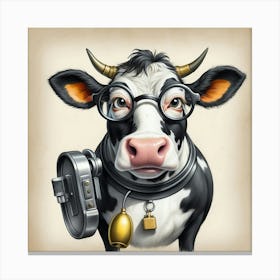 Cow In Glasses 1 Canvas Print