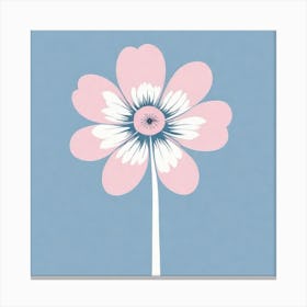 A White And Pink Flower In Minimalist Style Square Composition 34 Canvas Print