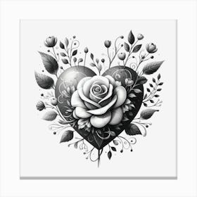 Roses In A Heart Canvas Print