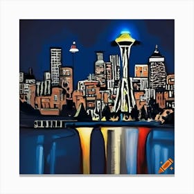 Seattle At Night Canvas Print