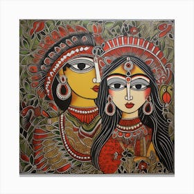 Krishna And Radha Painting Canvas Print