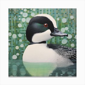 Ohara Koson Inspired Bird Painting Bufflehead 2 Square Canvas Print