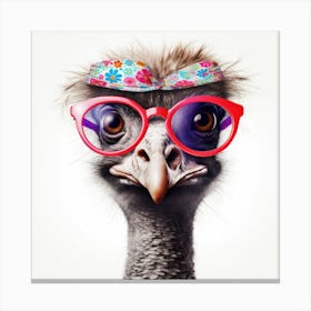 Ostrich In Glasses Canvas Print