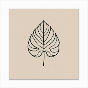 Leaf On A Beige Background Canvas Print