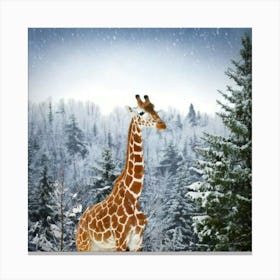 Firefly Happy, Giraffe, Winter, Snowing, Wonderland, Joy, Snowflakes, Magical, Animal, Nature, Whims (3) Canvas Print