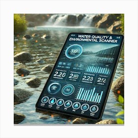 A High Tech Smart Tablet With A Water Quality & En Canvas Print