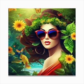 Beautiful Woman In The Forest 1 Canvas Print