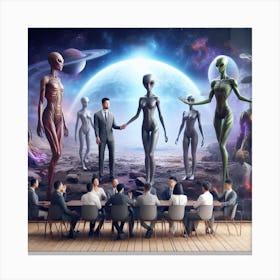 Human Meets Aliens 4 Canvas Print
