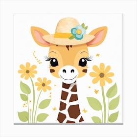 Floral Baby Giraffe Nursery Illustration (22) 1 Canvas Print