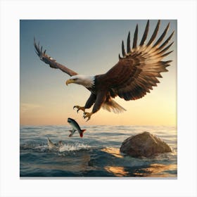 Eagle Catching Fish Canvas Print