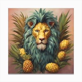 Lion With Pineapples Canvas Print