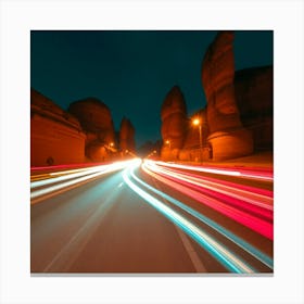 Light Trails In The Desert Canvas Print