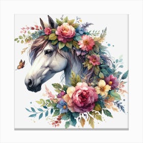 Horse With Flowers 8 Canvas Print