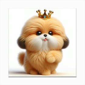 Cute Puppy With A Crown Canvas Print