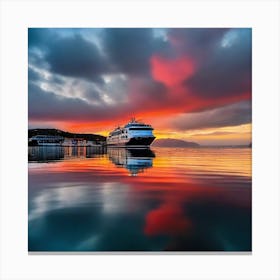 Cruise Ship At Sunset 10 Canvas Print