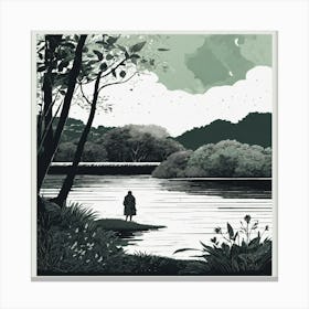 Man By The River Canvas Print