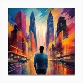 Man In City Canvas Print