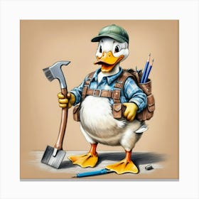 Duck With A Hammer Canvas Print