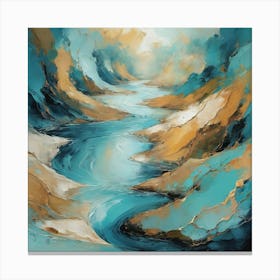 Abstract Painting River Art Print 1 Canvas Print