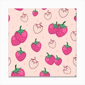 Seamless Strawberry Fruit Pattern Background Canvas Print