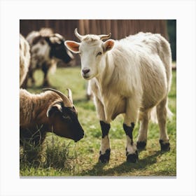 Goats In A Field 2 Canvas Print