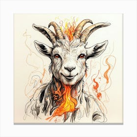 Goat With Flames 3 Canvas Print