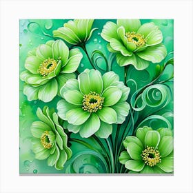 Green Flowers Canvas Print