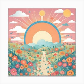 Sunset In The Meadow Canvas Print