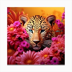 Leopard In Flowers 4 Canvas Print